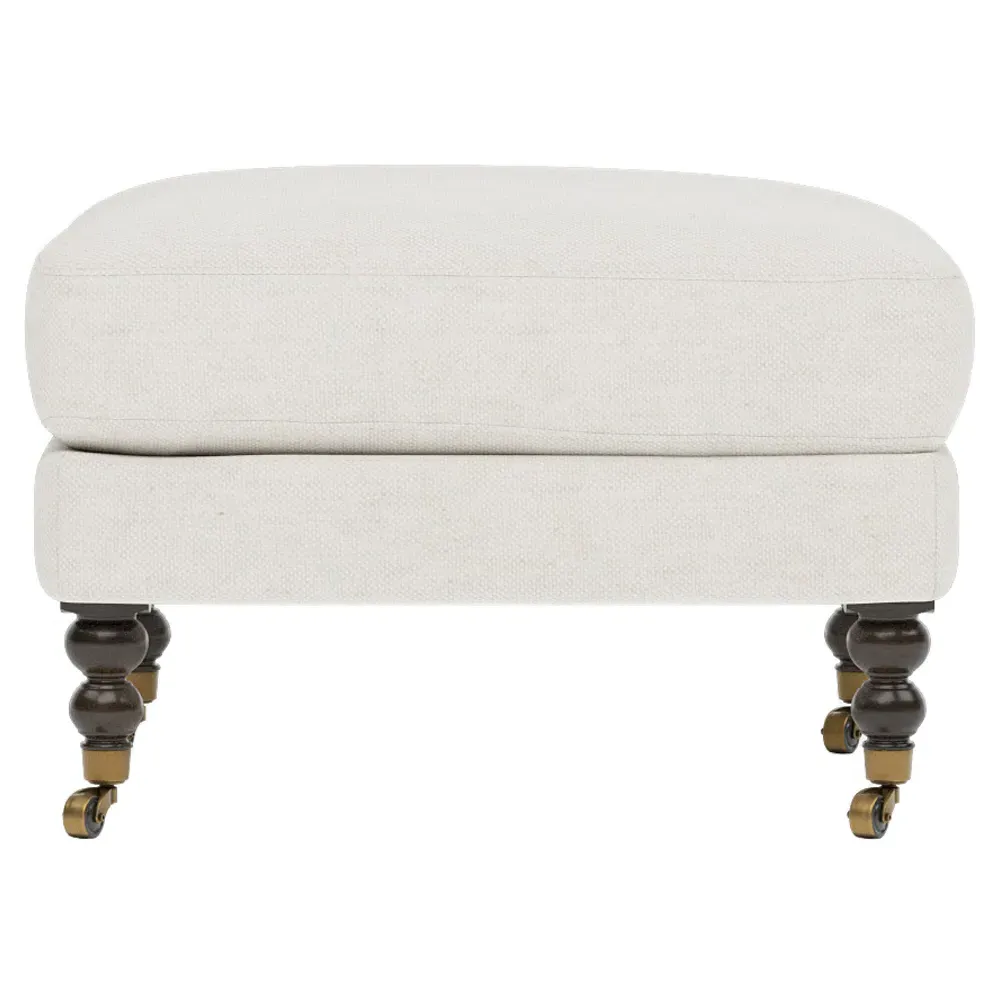 Madeline Ottoman with Casters - Pearl