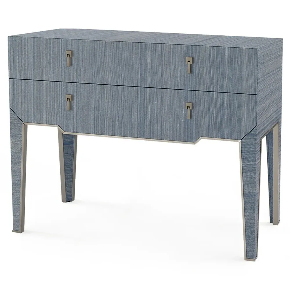 Madeline Rectangular Console Table - Blue, Grasscloth