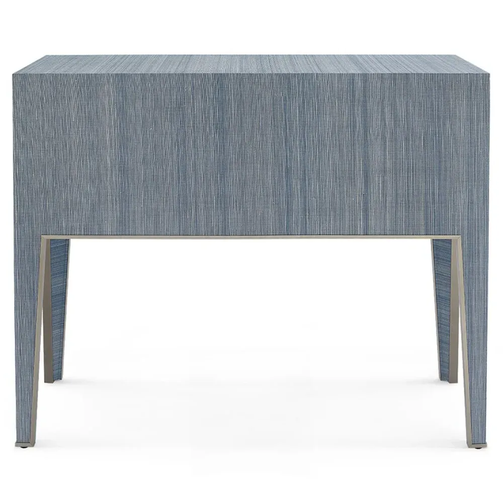 Madeline Rectangular Console Table - Blue, Grasscloth