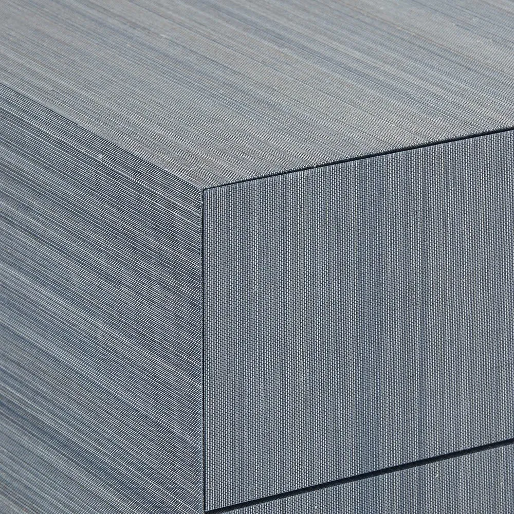 Madeline Rectangular Console Table - Blue, Grasscloth