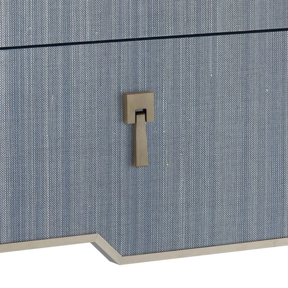 Madeline Rectangular Console Table - Blue, Grasscloth