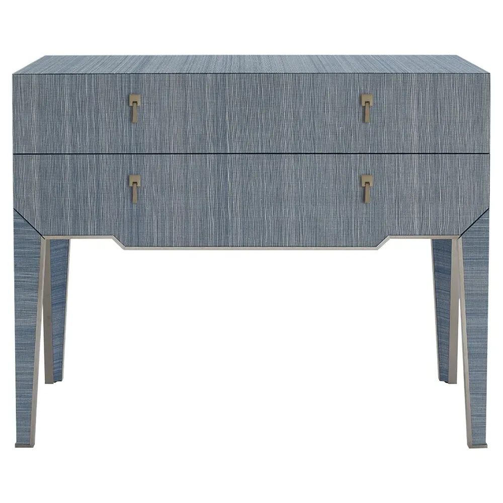 Madeline Rectangular Console Table - Blue, Grasscloth