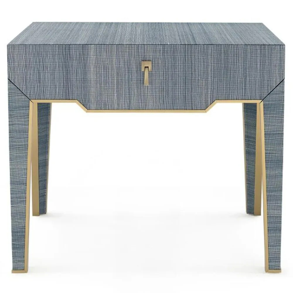 Madeline Side Table with Drawer - Navy Blue, Grasscloth image