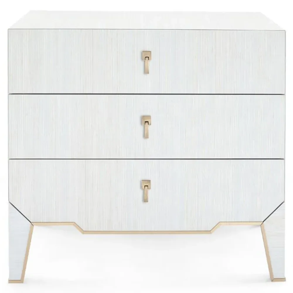 Madeline Side Table with Drawer - Platinum, Grasscloth