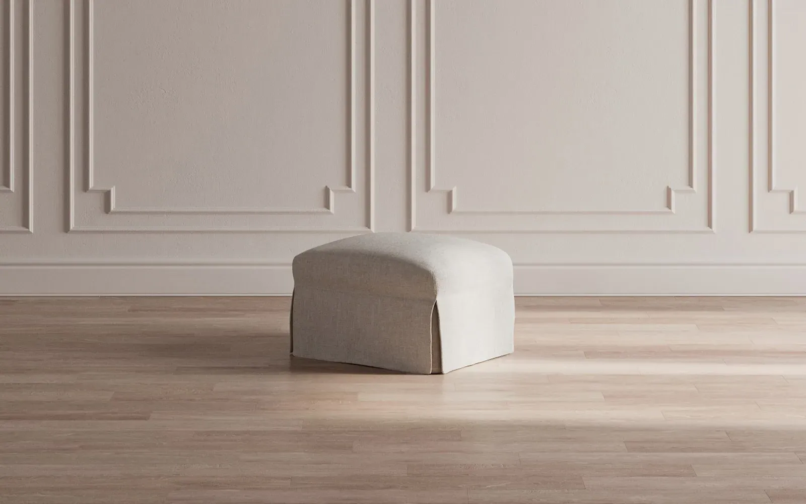 Madeline Slipcovered Ottoman - Fog