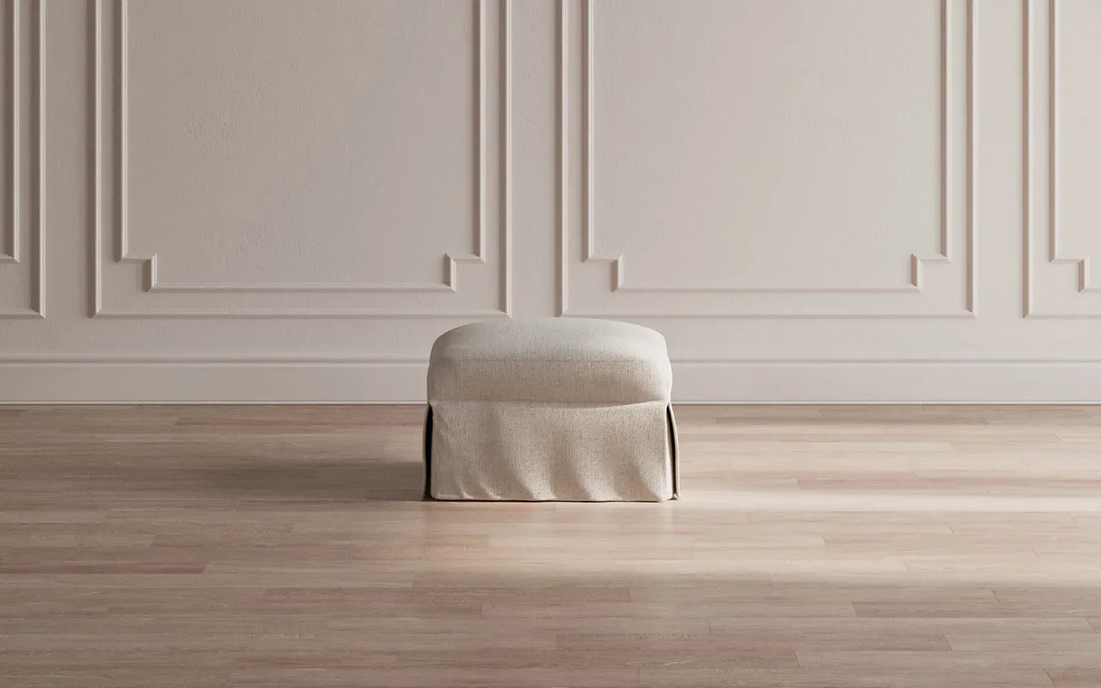 Madeline Slipcovered Ottoman - Sand