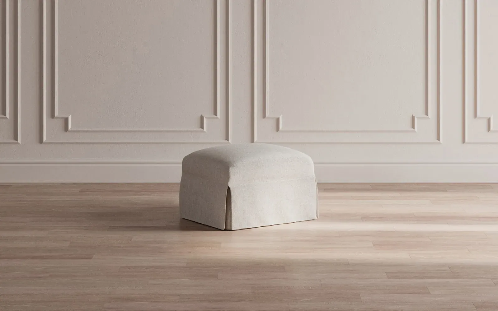 Madeline Slipcovered Ottoman - Snow