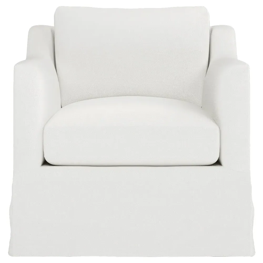 Madeline Slipcovered Swivel Chair - Snow image