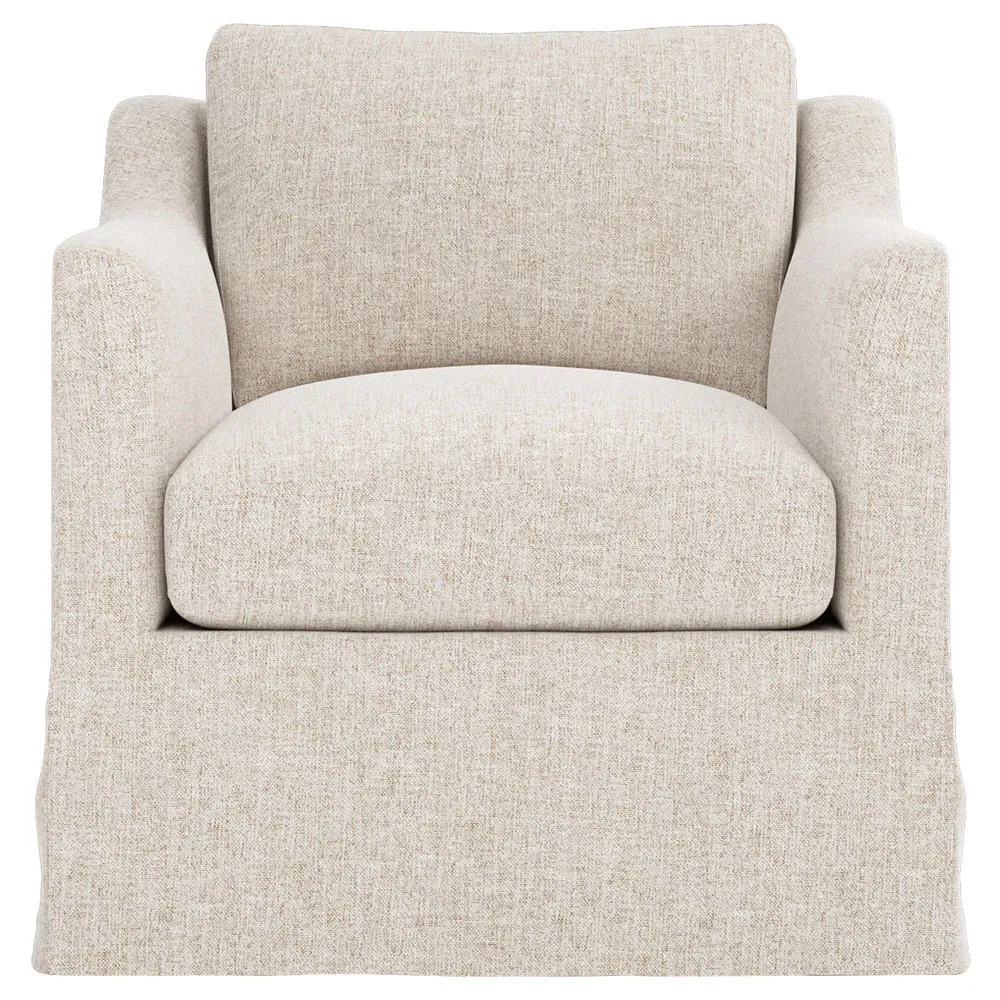 Madeline Slipcovered Swivel Chair - Straw