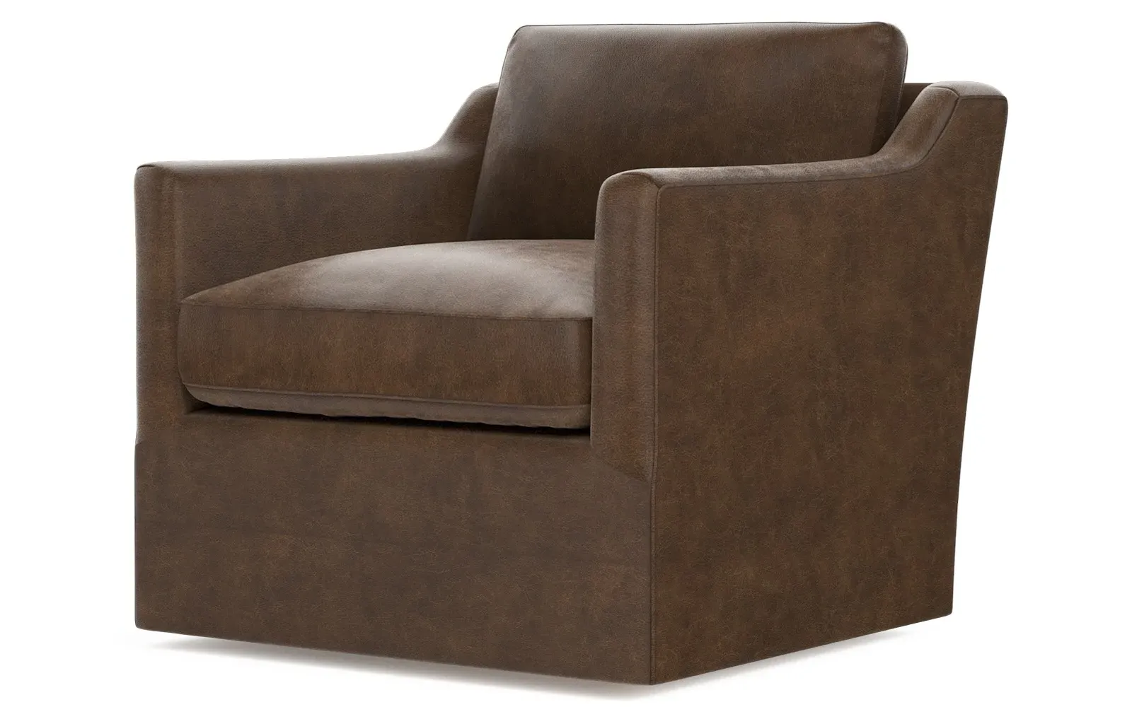 Madeline Swivel Chair - Saddle Brown, Leather