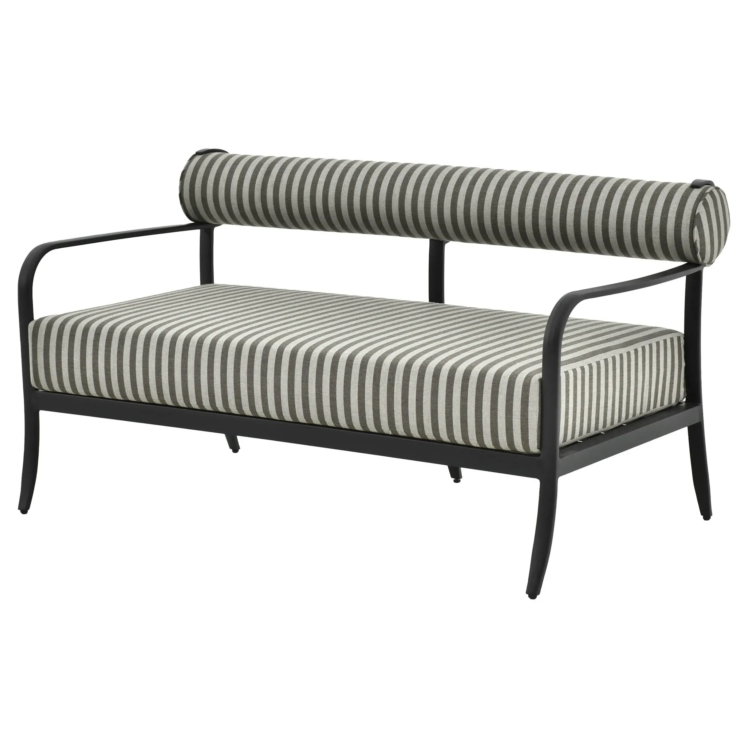 Madelle Outdoor Loveseat - Grey Striped, Aluminum