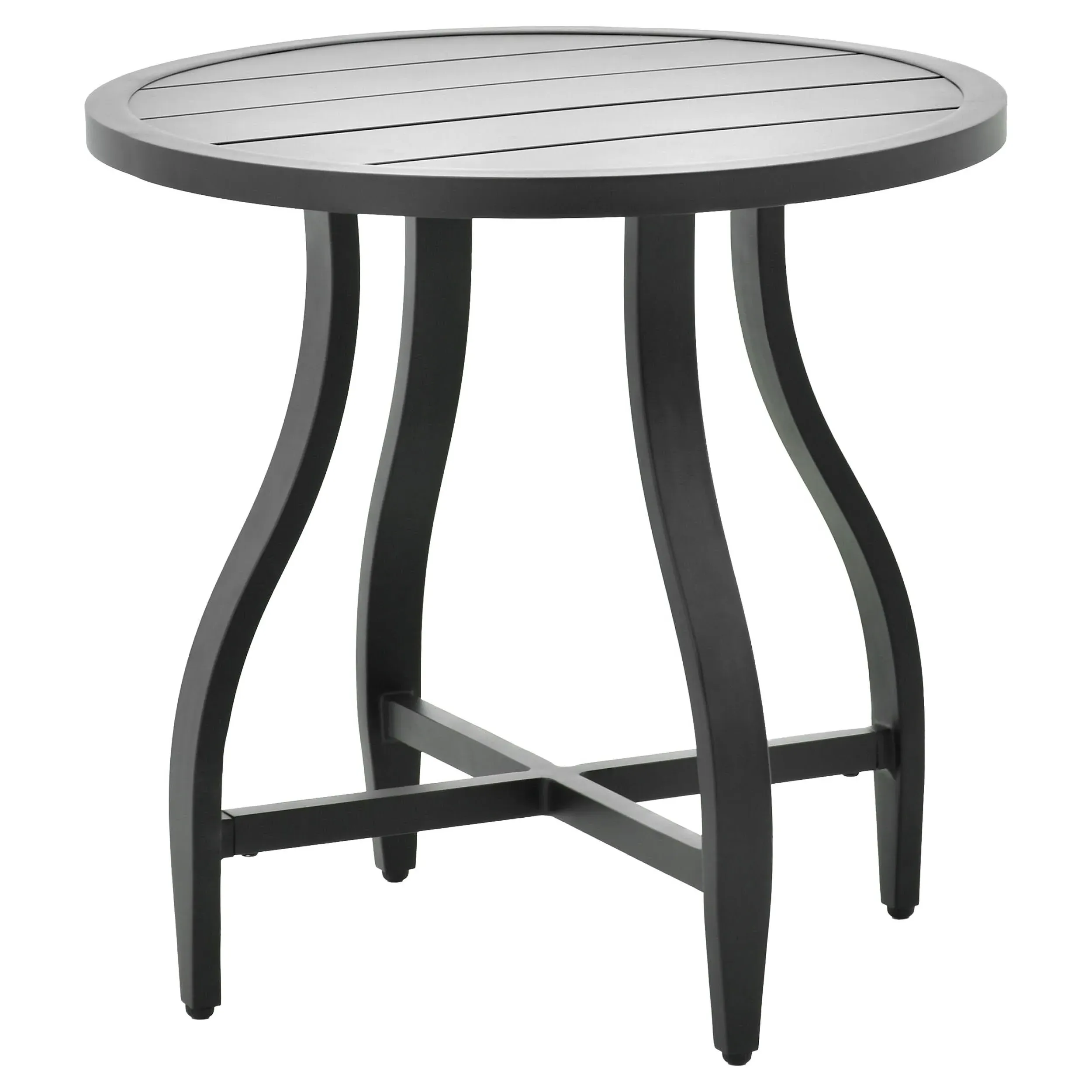 Madelle Round Outdoor End Table - Black, Aluminum