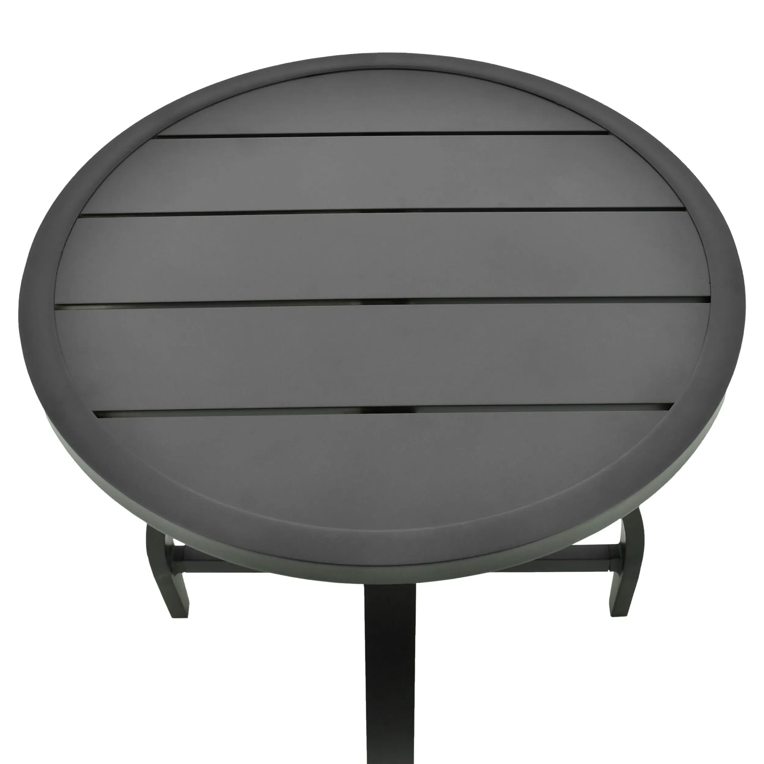 Madelle Round Outdoor End Table - Black, Aluminum