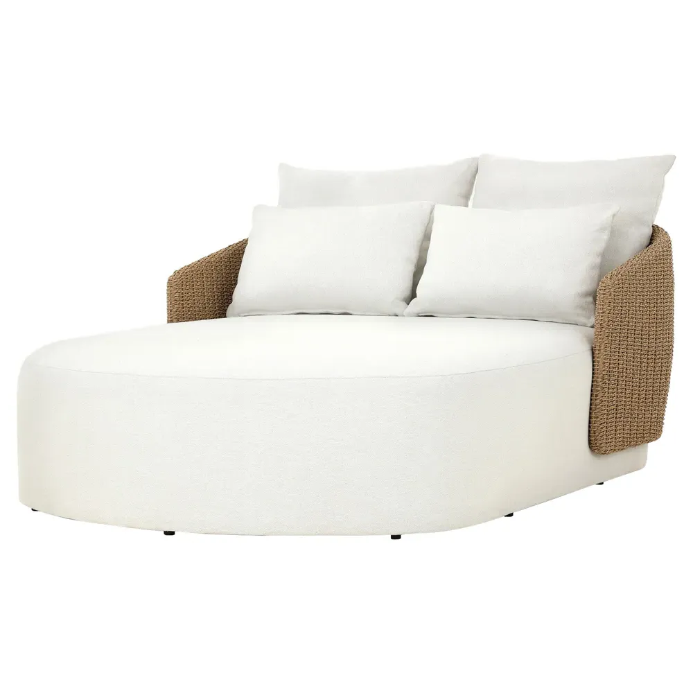 Madelyn Double Chaise Lounge - Cream, Polyethylene