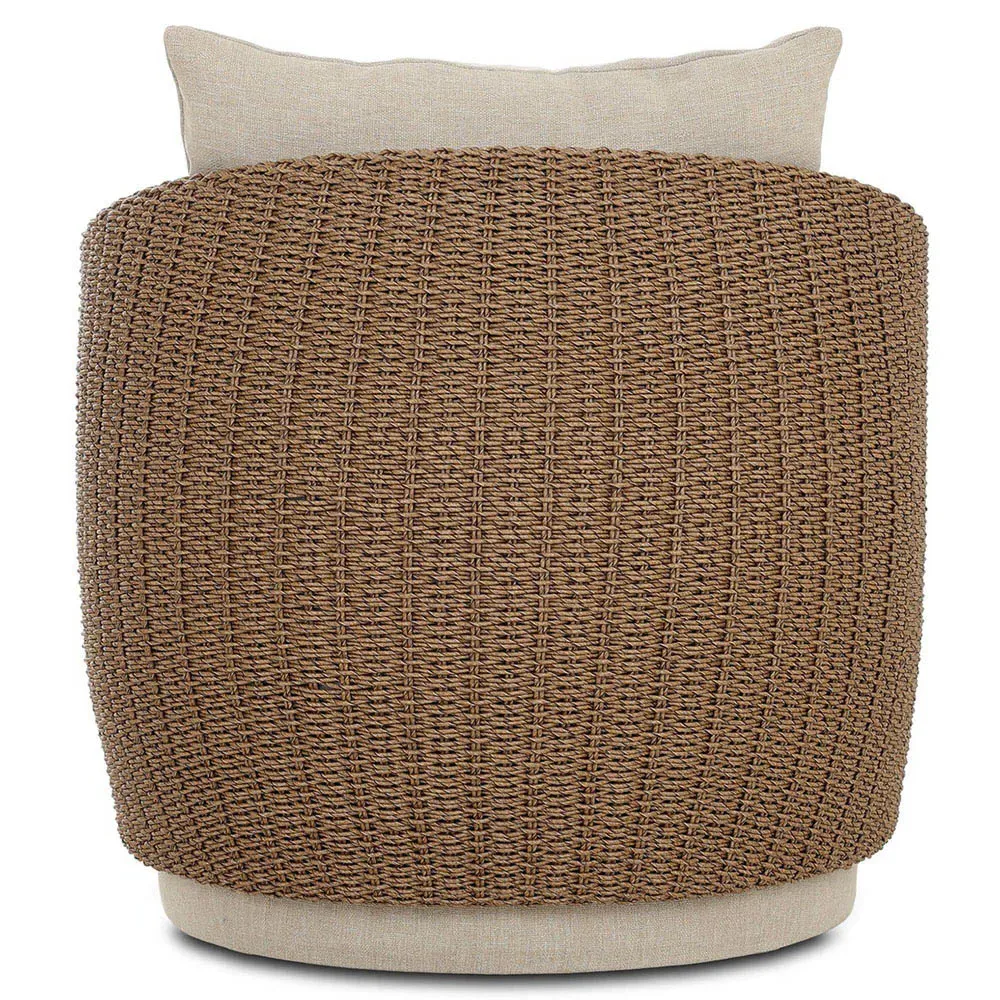 Madelyn Swivel Lounge Chair - Beige, Woven Wicker