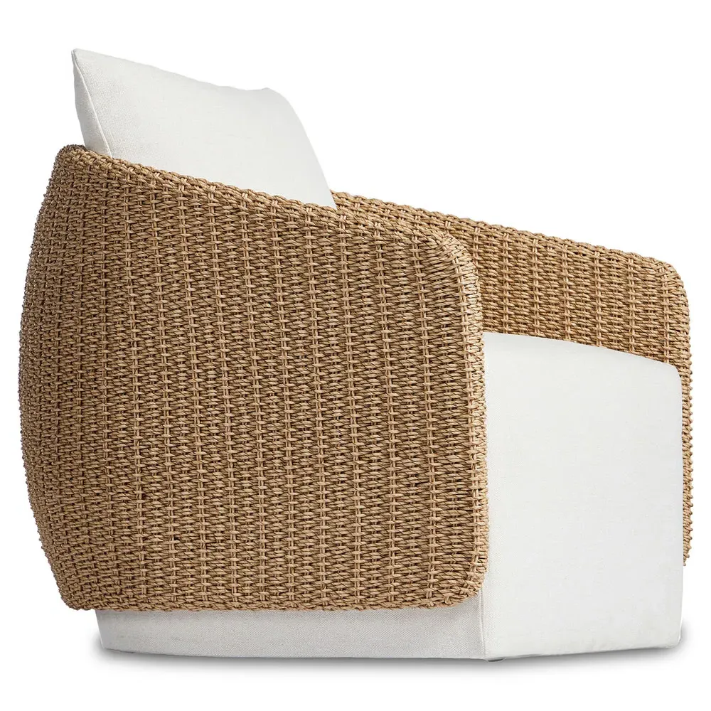 Madelyn Swivel Lounge Chair - White, Woven Wicker