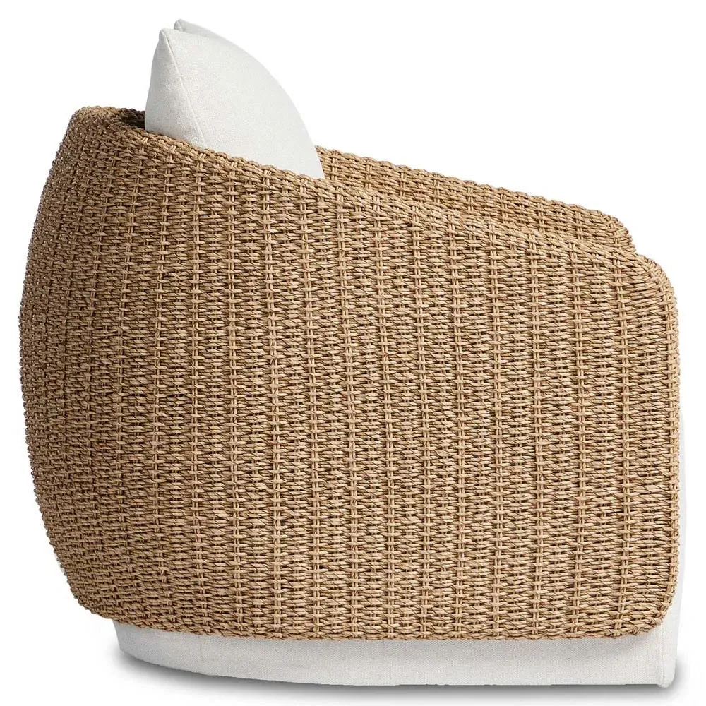Madelyn Swivel Lounge Chair - White, Woven Wicker