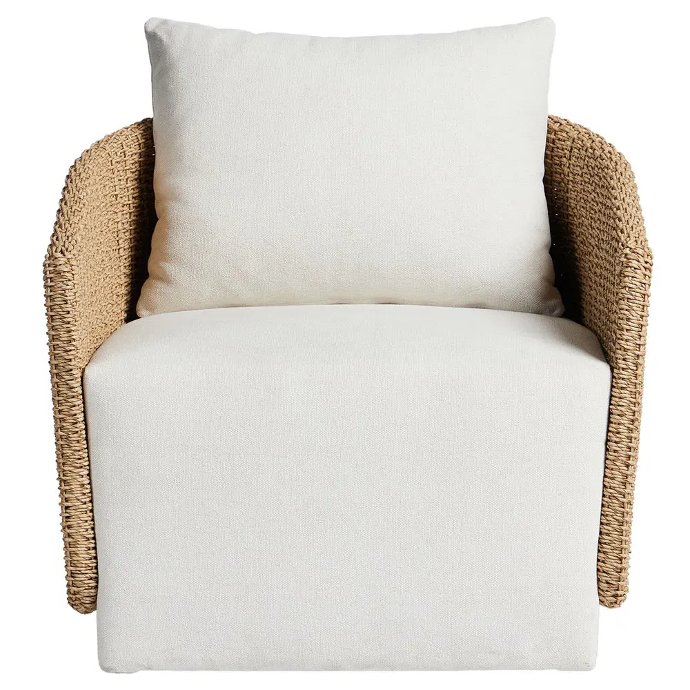 Madelyn Swivel Lounge Chair - White, Woven Wicker