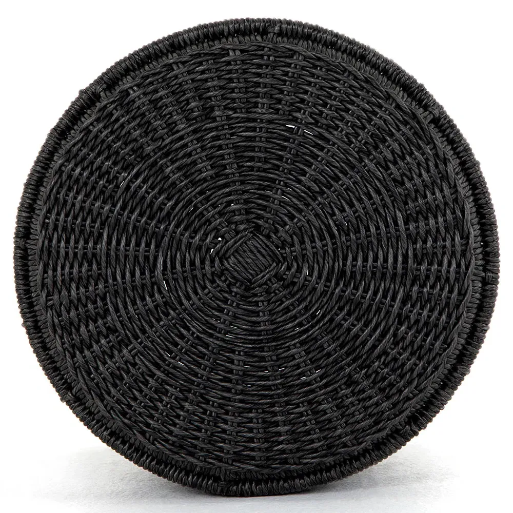 Madilynn Woven Wicker Outdoor End Table - Black