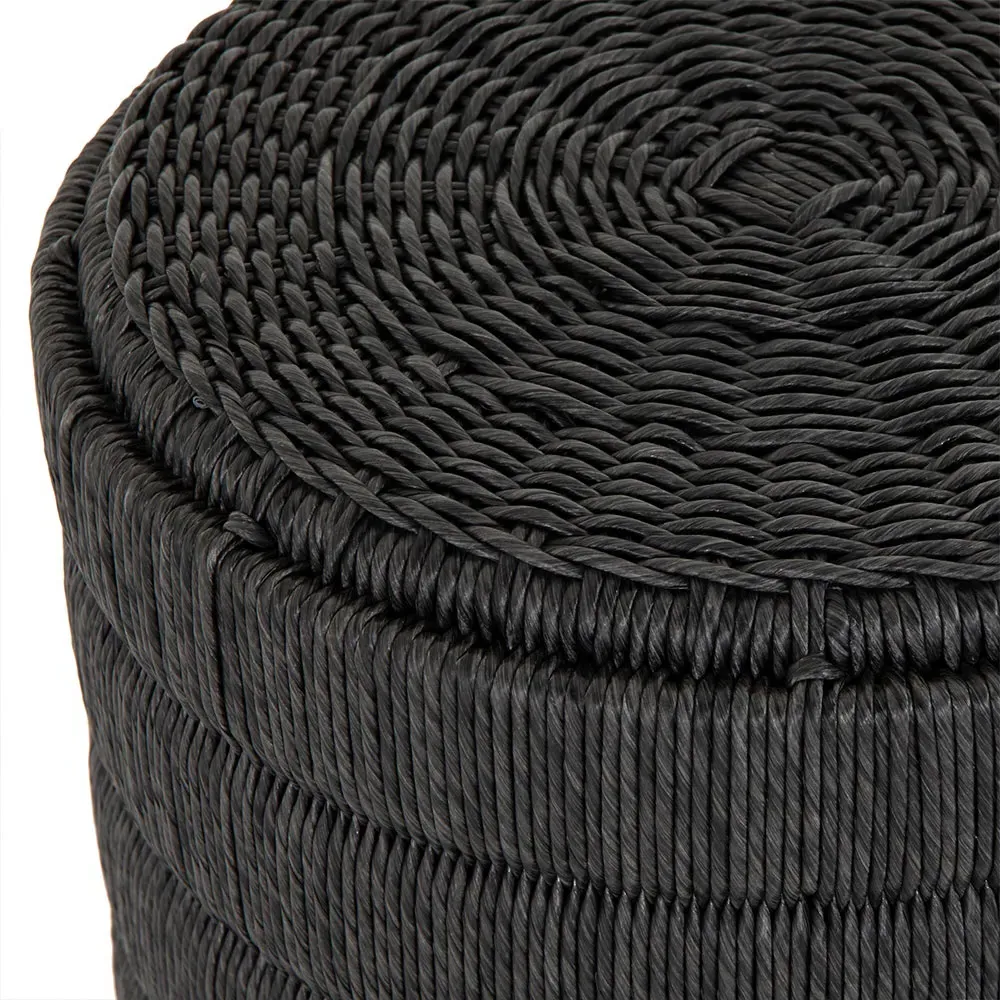 Madilynn Woven Wicker Outdoor End Table - Black