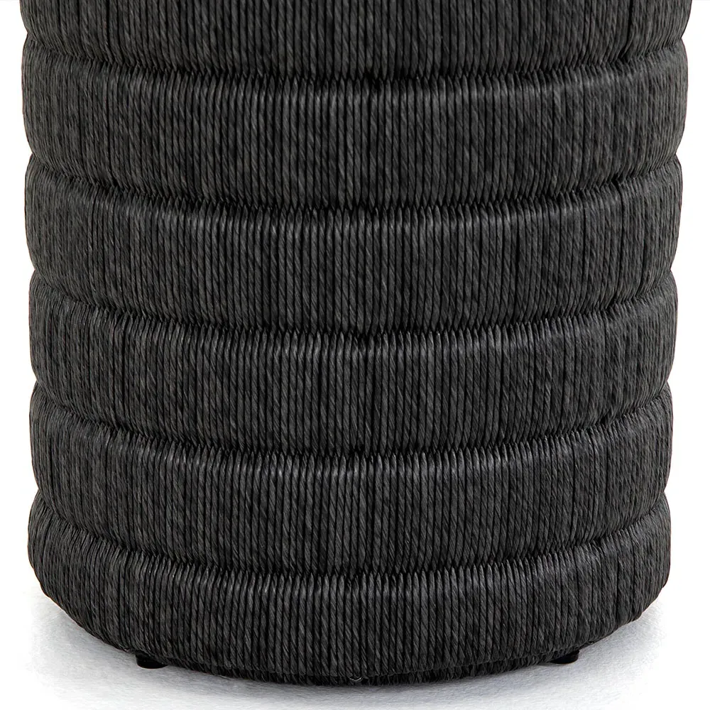 Madilynn Woven Wicker Outdoor End Table - Black