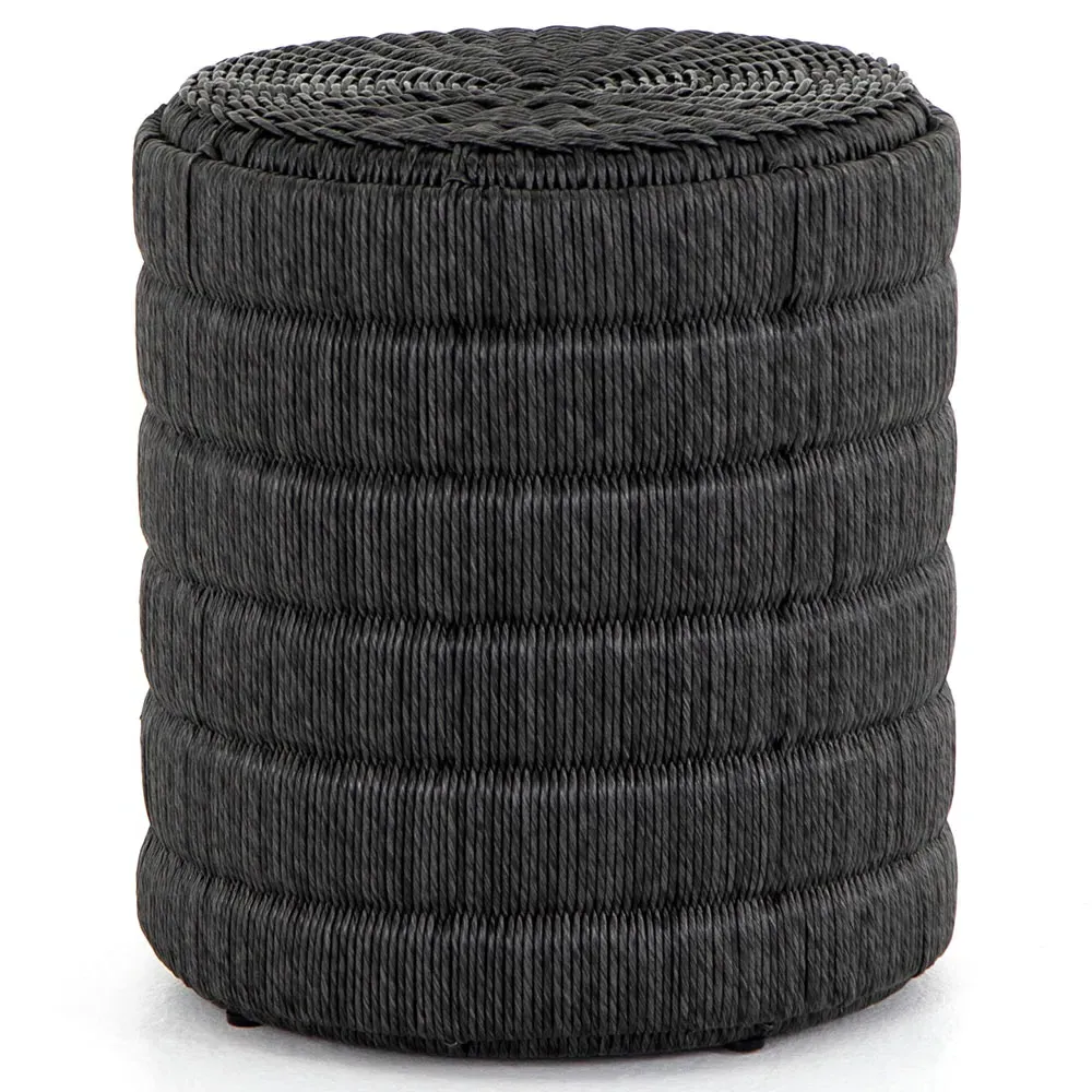 Madilynn Woven Wicker Outdoor End Table - Black image