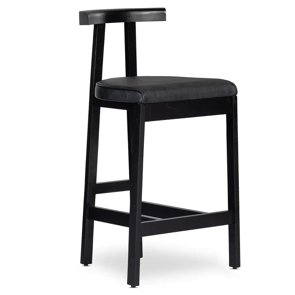 Madina Bar Stool - Black, Leather