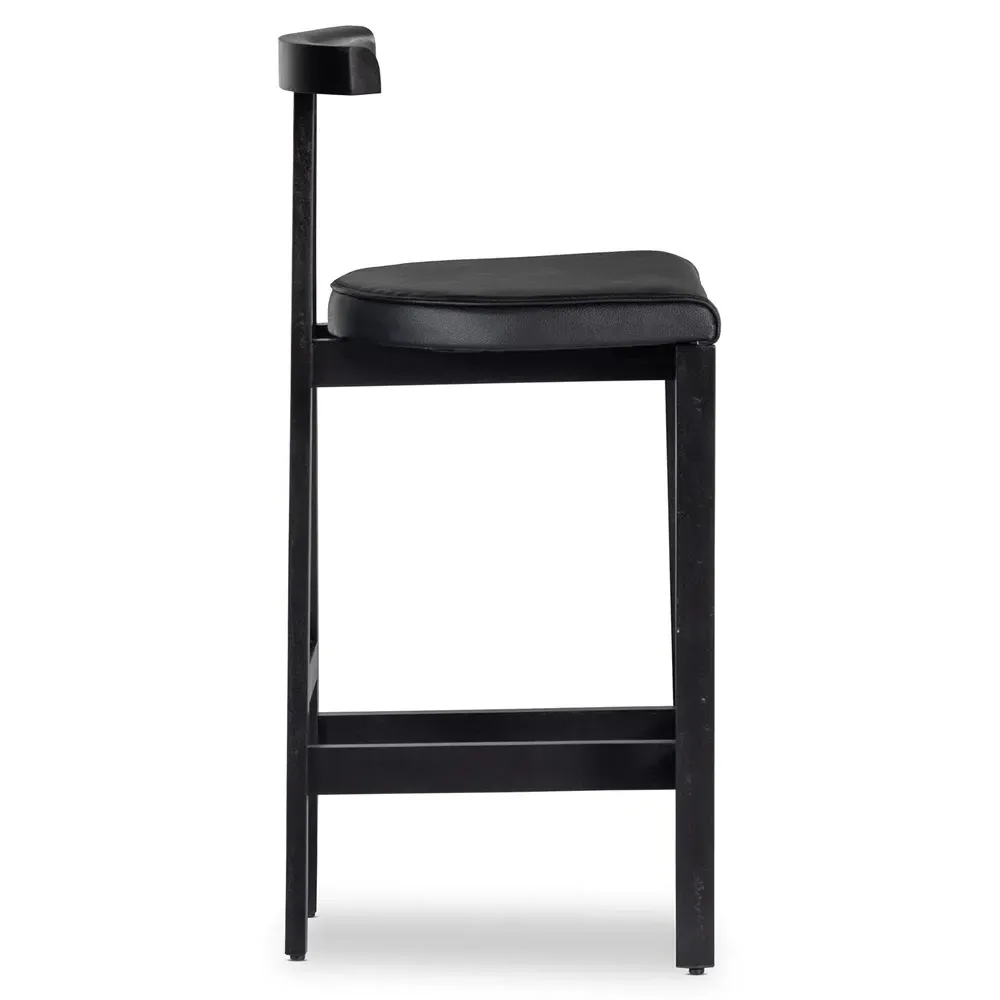 Madina Bar Stool - Black, Leather