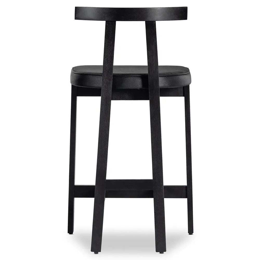 Madina Bar Stool - Black, Leather