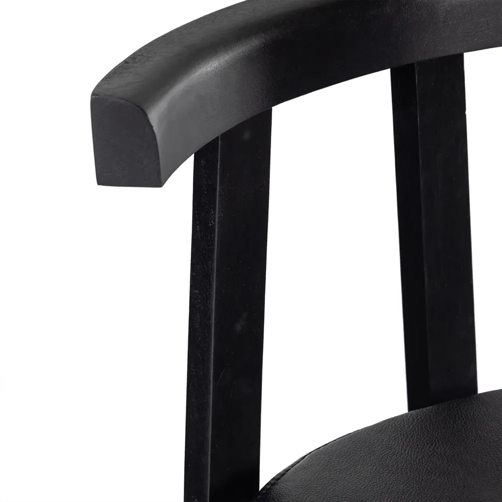 Madina Bar Stool - Black, Leather