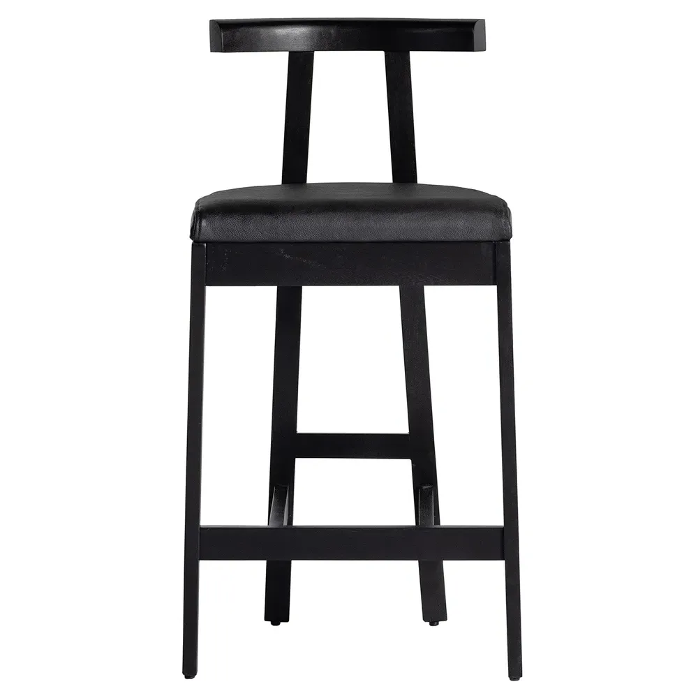 Madina Bar Stool - Black, Leather