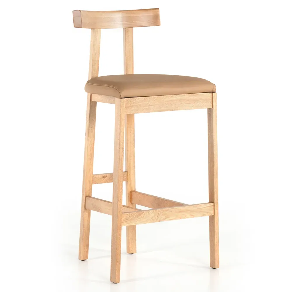 Madina Bar Stool - Brown, Leather
