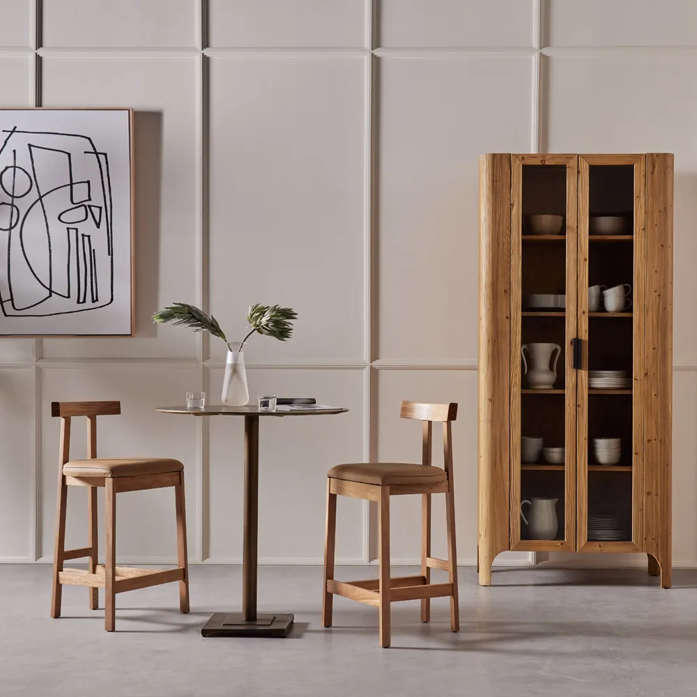 Madina Bar Stool - Brown, Leather