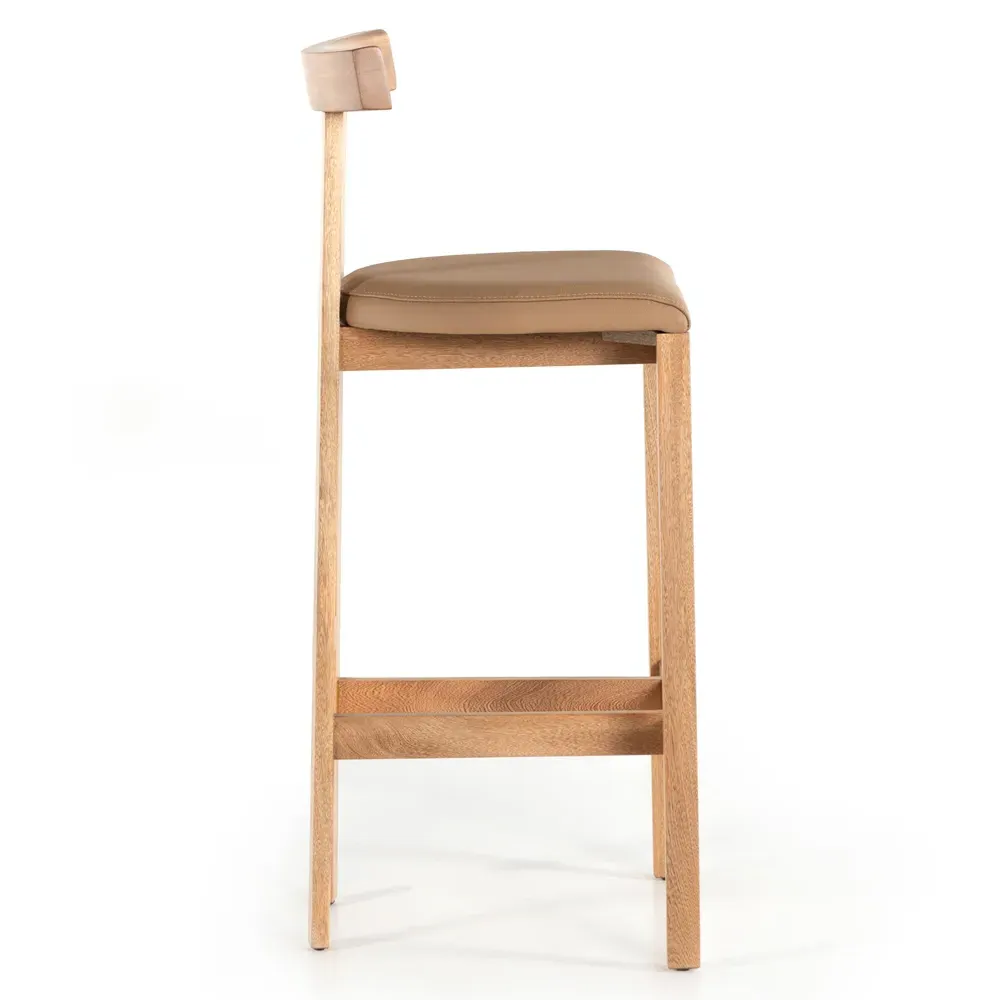 Madina Bar Stool - Brown, Leather