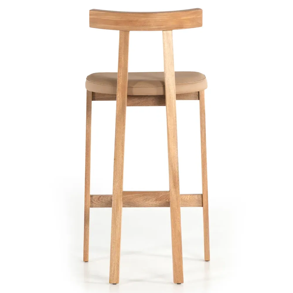 Madina Bar Stool - Brown, Leather