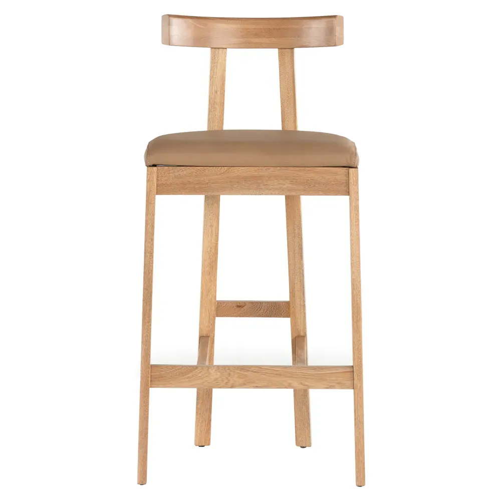 Madina Bar Stool - Brown, Leather