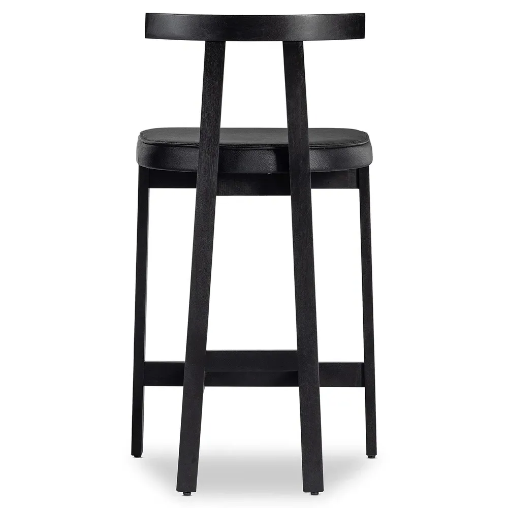 Madina Counter Stool - Black, Leather