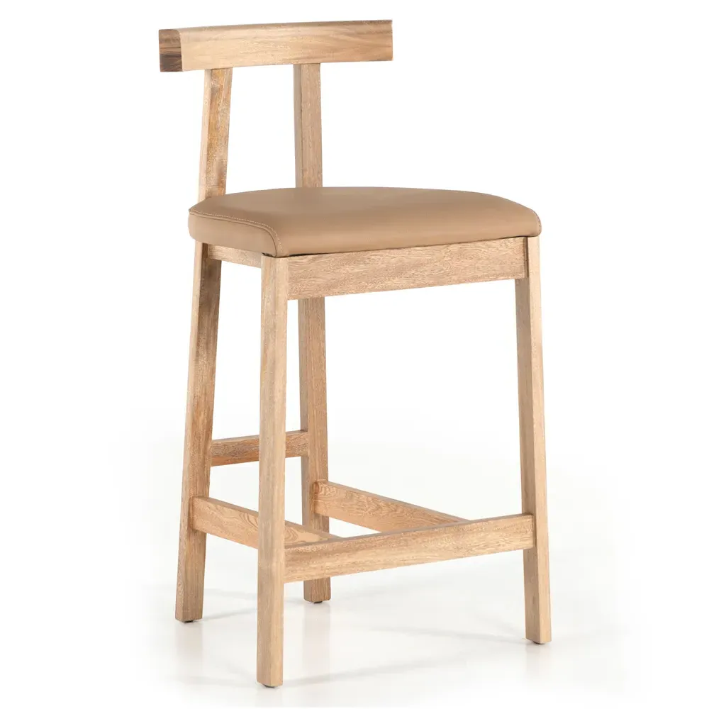 Madina Counter Stool - Brown, Leather