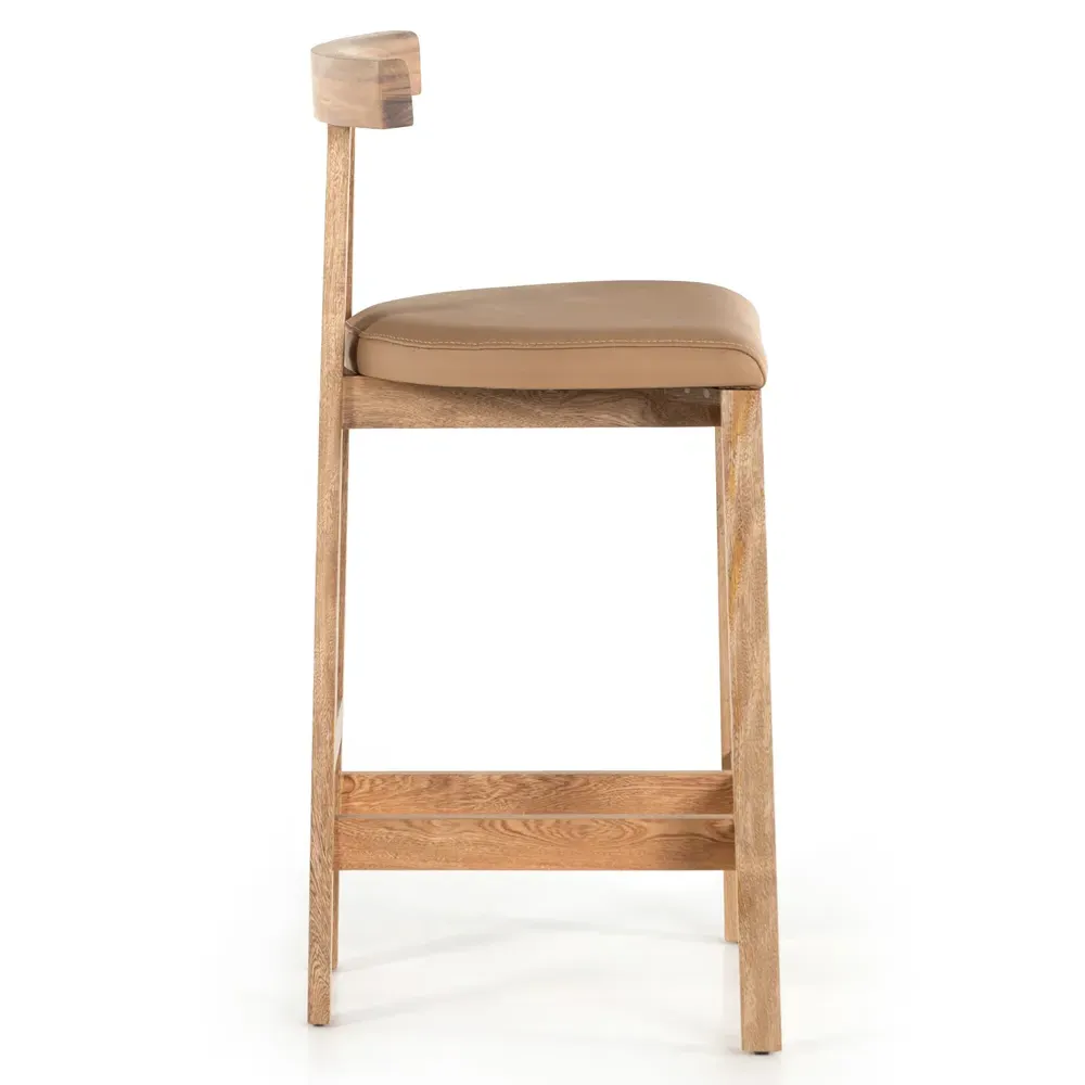Madina Counter Stool - Brown, Leather