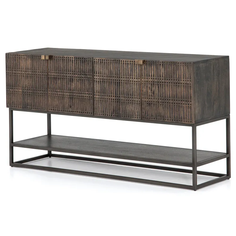 Madison Media Cabinet with Storage - Brown, Mango Wood