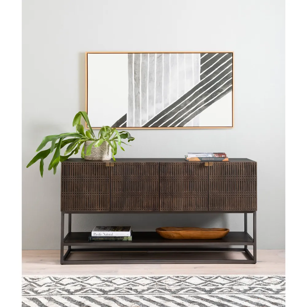 Madison Media Cabinet with Storage - Brown, Mango Wood