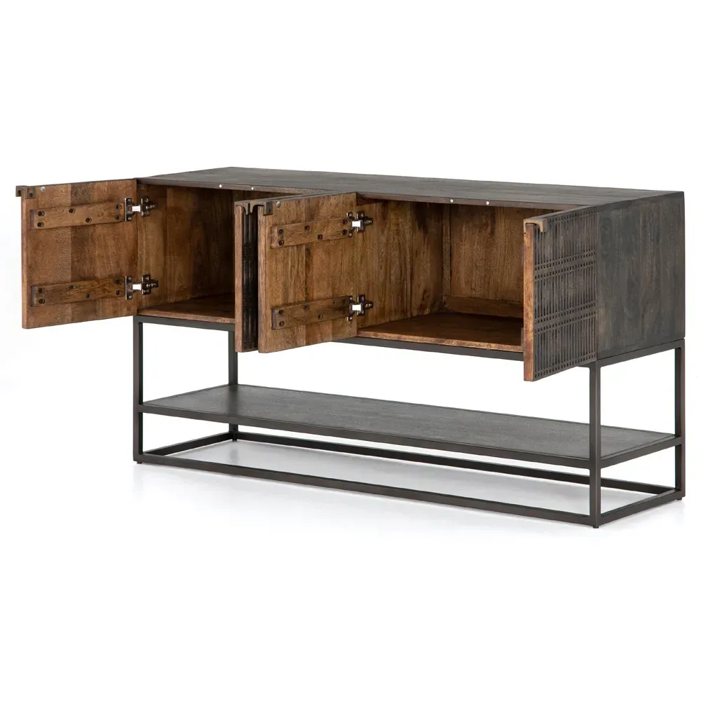 Madison Media Cabinet with Storage - Brown, Mango Wood