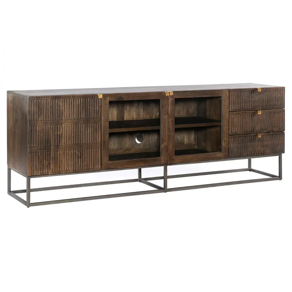 Madison Media Cabinet with Storage - Brown, Mango Wood