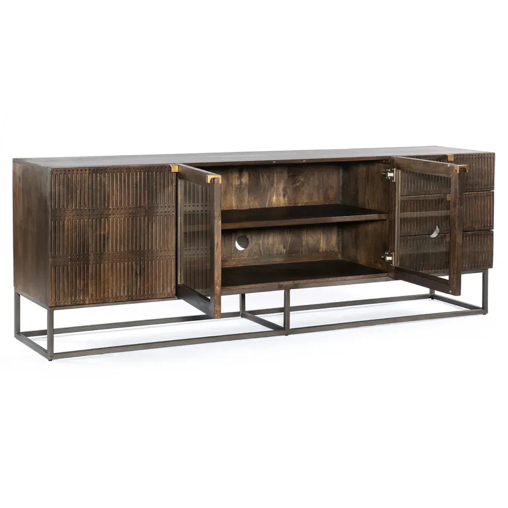 Madison Media Cabinet with Storage - Brown, Mango Wood