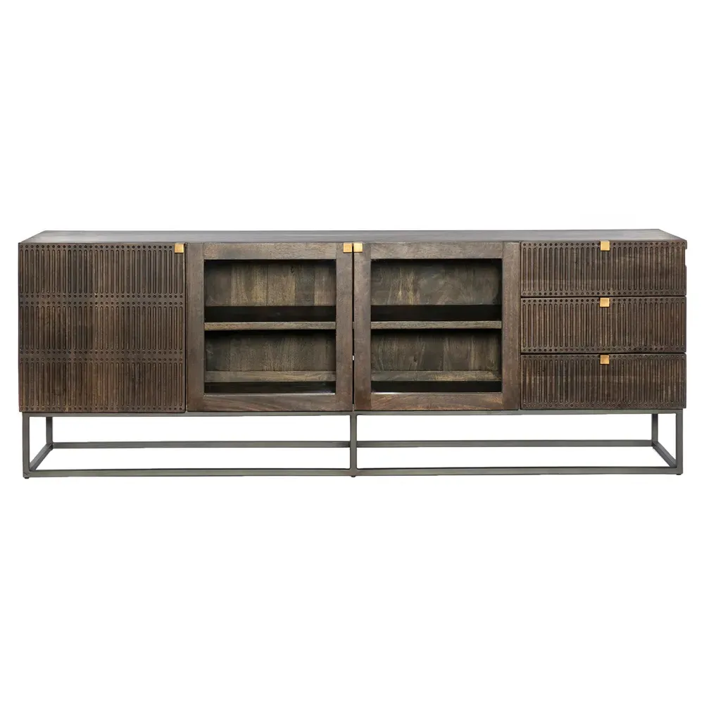 Madison Media Cabinet with Storage - Brown, Mango Wood