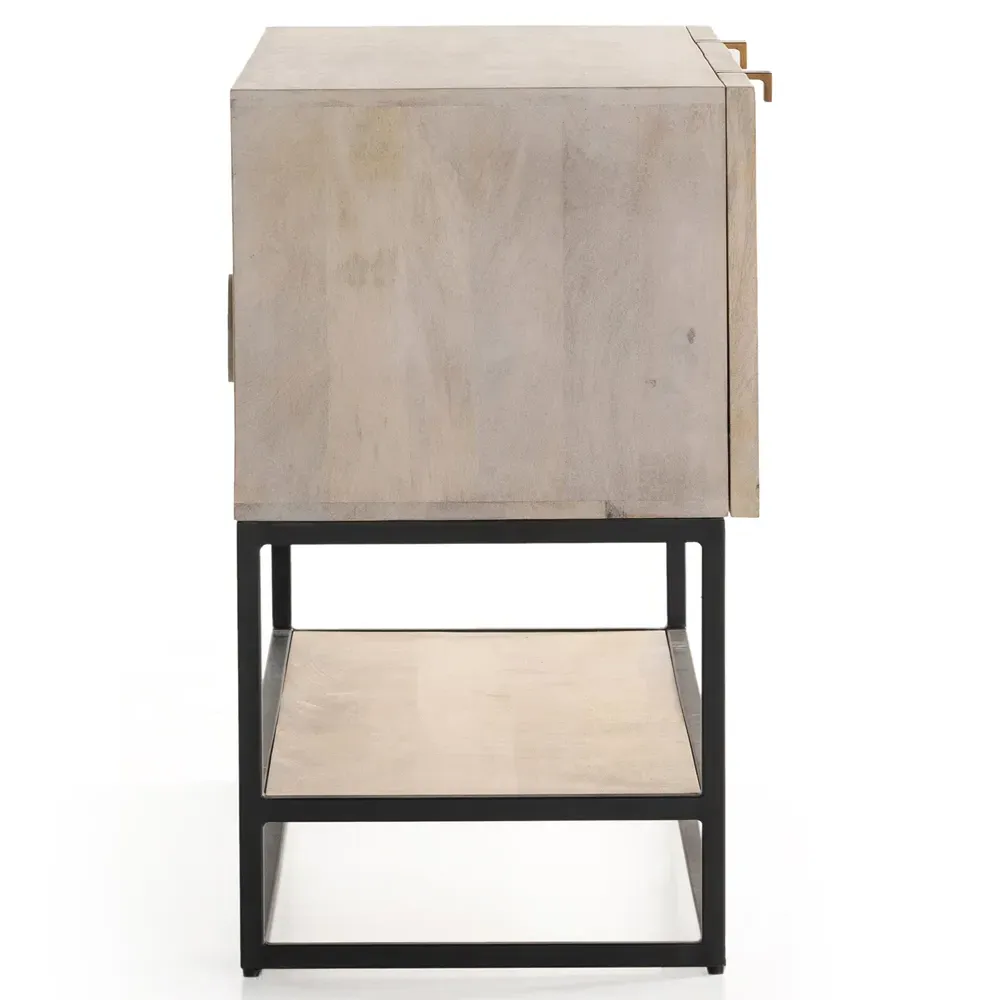 Madison Media Cabinet with Storage - Grey, Mango Wood
