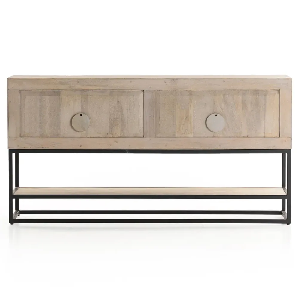 Madison Media Cabinet with Storage - Grey, Mango Wood