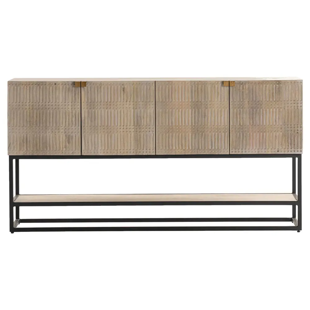 Madison Media Cabinet with Storage - Grey, Mango Wood