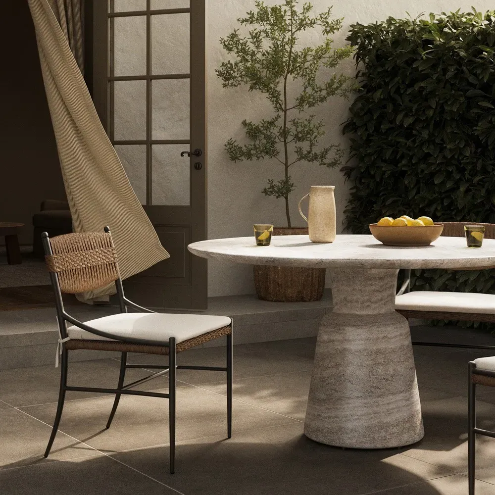 Mae Liler Flax Outdoor Dining Chair - Brown, Aluminum