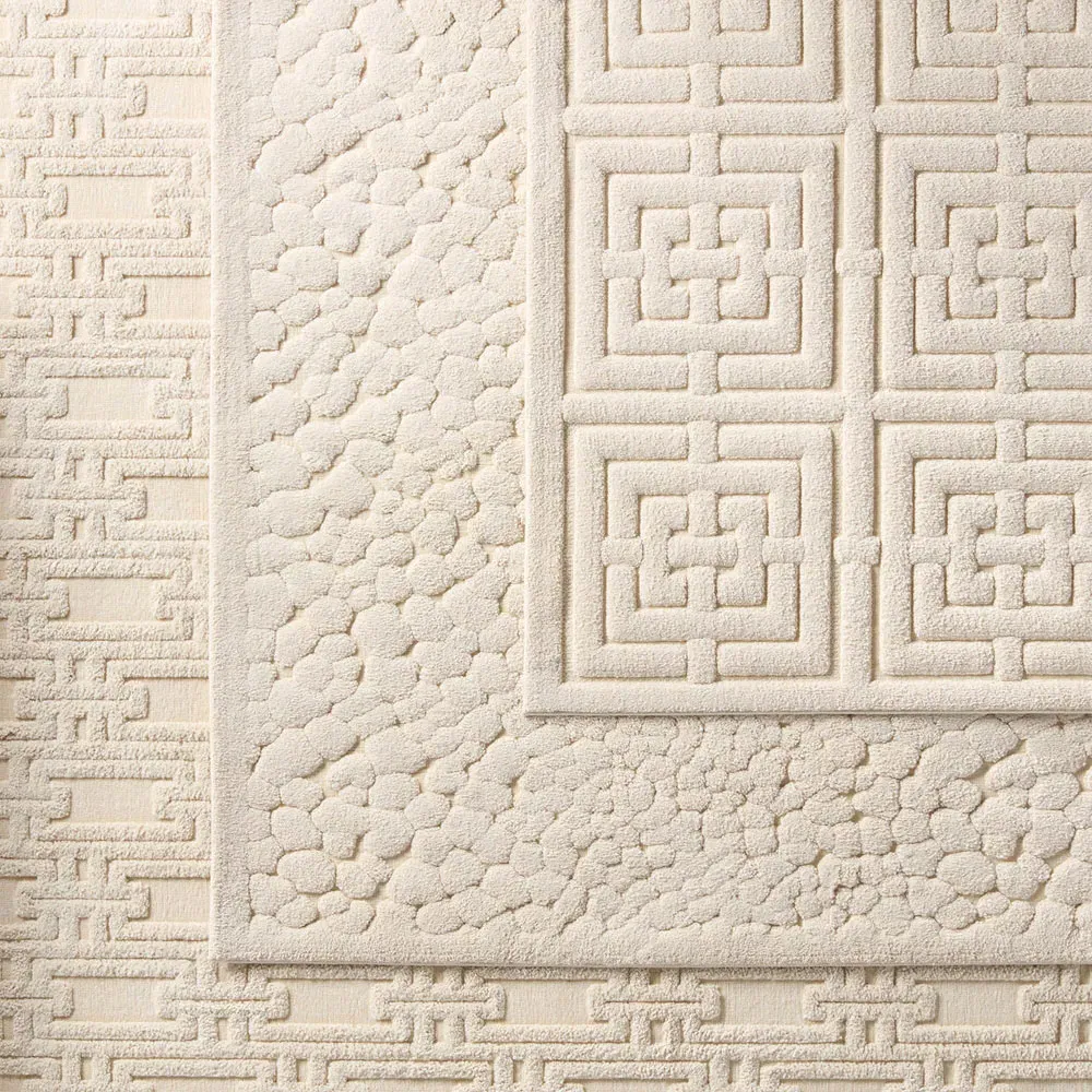 Maelle Geometric Patterned Rug - Cream, Polyester